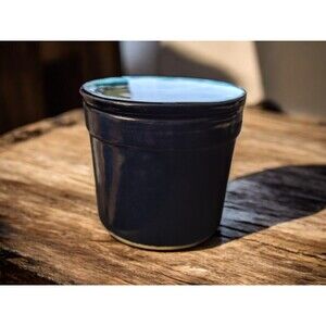 Vintage Rowe Handcrafted Pottery Dark Blue Lidded Jar / Canister